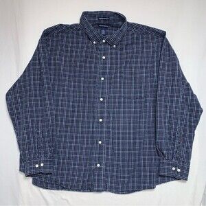 KNIGHTSBRIDGE Wrinkle Resistant Shirt Men's 4X Blue Plaid Long Sleeve Button Up
